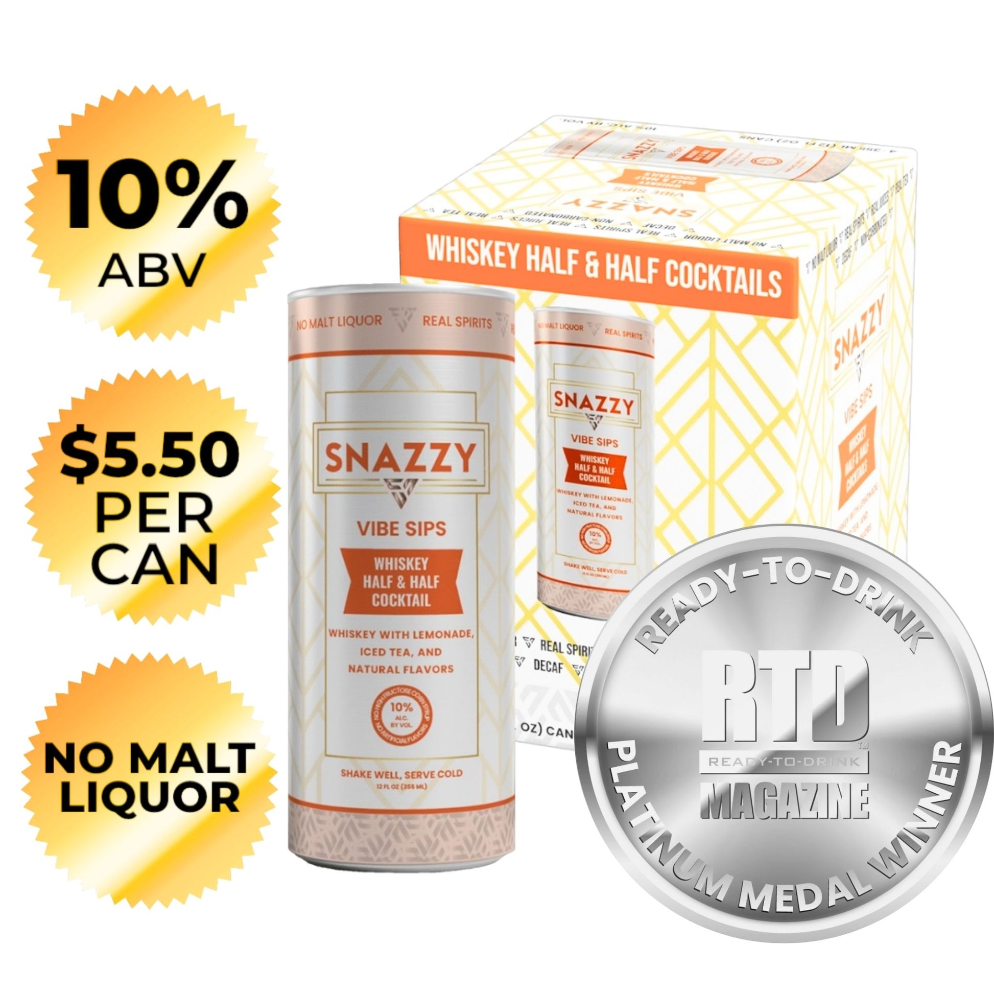 Snazzy Vibe Sips Whiskey Half & Half Canned Cocktail
