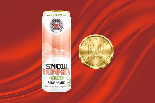 Snow Monkey Peach + Raspberry Green Tea Saké Cocktail
