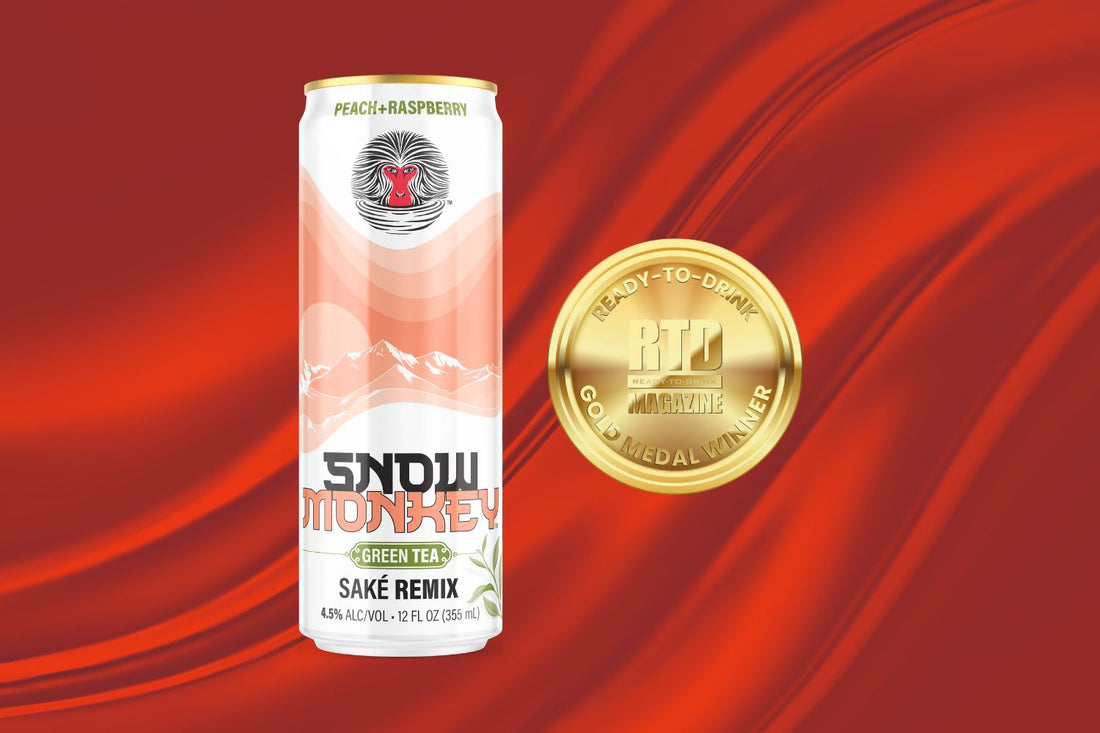 Snow Monkey Peach + Raspberry Green Tea Saké Cocktail